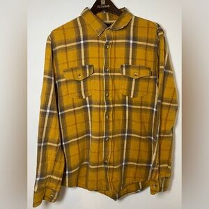Yellow Plaid Button-Up Shirt (Size M)